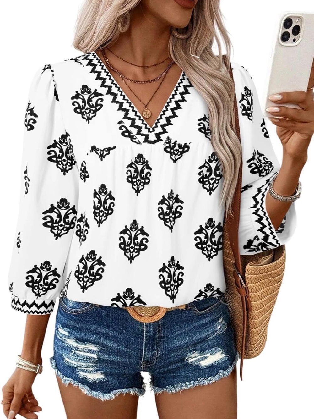 white boho top